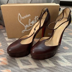christian louboutin brown platform pumps